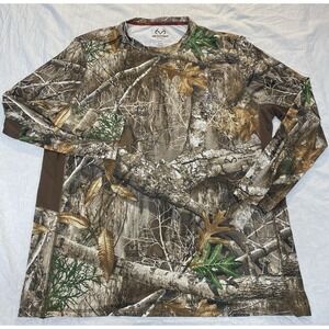 Realtree Edge Camo Long Sleeve Shirt Mens 2XL Hunting Performance Scent Control